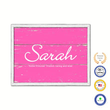 Load image into Gallery viewer, Sarah Name Plate White Wash Wood Frame Canvas Print Boutique Cottage Decor Shabby Chic