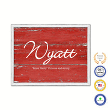 Load image into Gallery viewer, Wyatt Name Plate White Wash Wood Frame Canvas Print Boutique Cottage Decor Shabby Chic