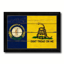Load image into Gallery viewer, Gadsden Don't Tread On Me Tea Party Kentucky State Military Flag Vintage Canvas Print with Black Picture Frame Home Decor Wall Art Decoration Gift Ideas