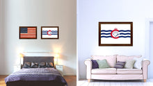 Load image into Gallery viewer, Cincinnati City Ohio State Flag Canvas Print Brown Picture Frame