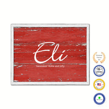 Load image into Gallery viewer, Eli Name Plate White Wash Wood Frame Canvas Print Boutique Cottage Decor Shabby Chic