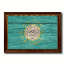 Load image into Gallery viewer, South Dakota State Flag Texture Canvas Print with Brown Picture Frame Gifts Home Decor Wall Art Collectible Decoration