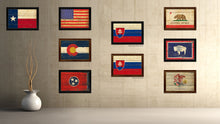 Load image into Gallery viewer, Slovakia Country Flag Vintage Canvas Print with Brown Picture Frame Home Decor Gifts Wall Art Decoration Artwork