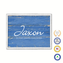 Load image into Gallery viewer, Jaxon Name Plate White Wash Wood Frame Canvas Print Boutique Cottage Decor Shabby Chic