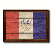 Load image into Gallery viewer, Cleveland City Ohio State Texture Flag Canvas Print Brown Picture Frame