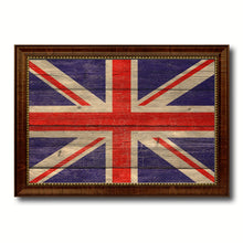 Load image into Gallery viewer, United Kingdom Country Flag Texture Canvas Print with Brown Custom Picture Frame Home Decor Gift Ideas Wall Art Decoration
