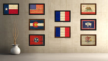 Load image into Gallery viewer, France Country Flag Vintage Canvas Print with Brown Picture Frame Home Decor Gifts Wall Art Decoration Artwork