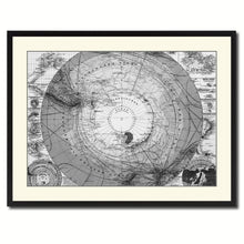 Load image into Gallery viewer, Antarctica South Pole Vintage B&W Map Canvas Print, Picture Frame Home Decor Wall Art Gift Ideas