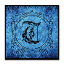 Load image into Gallery viewer, Alphabet T Blue Canvas Print Black Frame Kids Bedroom Wall Décor Home Art