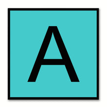 Load image into Gallery viewer, Alphabet A Aqua Canvas Print Black Frame Kids Bedroom Wall Décor Home Art