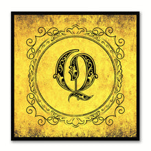 Load image into Gallery viewer, Alphabet Q Yellow Canvas Print Black Frame Kids Bedroom Wall Décor Home Art