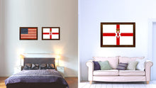 Load image into Gallery viewer, North Irish Ulster City Northern Ireland Country Flag Canvas Print Brown Picture Frame