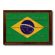 Load image into Gallery viewer, Brazil Country Flag Vintage Canvas Print with Brown Picture Frame Home Decor Gifts Wall Art Decoration Artwork