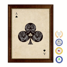 Load image into Gallery viewer, Ace Clover Poker Decks of Vintage Cards Print on Canvas Brown Custom Framed