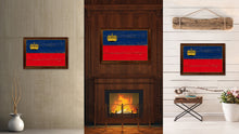 Load image into Gallery viewer, Liechtenstein Country Flag Vintage Canvas Print with Brown Picture Frame Home Decor Gifts Wall Art Decoration Artwork