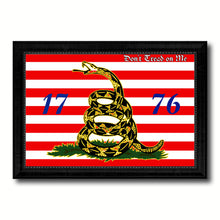 Load image into Gallery viewer, First Navy Jack Don't Tread On Me 1776 Tea Party Military Flag Canvas Print Black Picture Frame Gifts Home Decor Wall Art