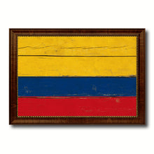 Load image into Gallery viewer, Colombia Country Flag Vintage Canvas Print with Brown Picture Frame Home Decor Gifts Wall Art Decoration Artwork