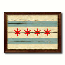 Load image into Gallery viewer, Chicago City Illinois State Vintage Flag Canvas Print Brown Picture Frame