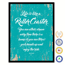 Load image into Gallery viewer, Life Is Like A Roller Coaster Quote Saying Framed Canvas Print Gift Ideas Home Decor Wall Art 111797 Aqua