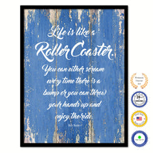 Load image into Gallery viewer, Life Is Like A Roller Coaster Quote Saying Framed Canvas Print Gift Ideas Home Decor Wall Art 121876 Blue