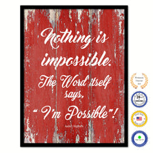 Load image into Gallery viewer, Nothing Is Impossible The Word Itself Says I'm Possible Audrey Hepburn Inspirational Quote Saying Framed Canvas Print Gift Ideas Home Decor Wall Art 121913 Red