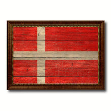Load image into Gallery viewer, Denmark Country Flag Texture Canvas Print with Brown Custom Picture Frame Home Decor Gift Ideas Wall Art Decoration