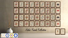 Load image into Gallery viewer, King Heart Poker Decks of Vintage Cards Print on Canvas Brown Custom Framed