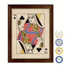 Load image into Gallery viewer, Queen Clover Poker Decks of Vintage Cards Print on Canvas Brown Custom Framed