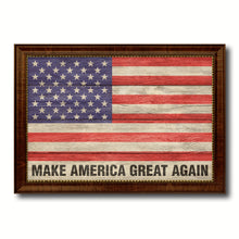 Load image into Gallery viewer, Make America Great Again USA Flag Texture Canvas Print with Brown Picture Frame Home Decor Wall Art Gifts