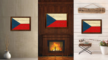 Load image into Gallery viewer, Czech Republic Country Flag Vintage Canvas Print with Brown Picture Frame Home Decor Gifts Wall Art Decoration Artwork