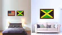 Load image into Gallery viewer, Jamaica Country Flag Texture Canvas Print with Brown Custom Picture Frame Home Decor Gift Ideas Wall Art Decoration