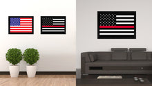 Load image into Gallery viewer, Thin Red Line Honoring our Men and Women of Law Enforcement American USA Flag Canvas Print Black Picture Frame Gifts Home Decor Wall Art