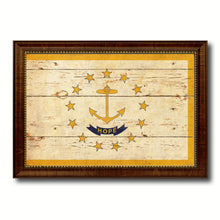 Load image into Gallery viewer, Rhode Island State Vintage Flag Canvas Print with Brown Picture Frame Home Decor Man Cave Wall Art Collectible Decoration Artwork Gifts