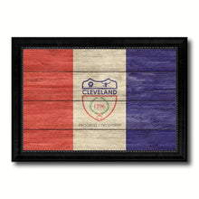 Load image into Gallery viewer, Cleveland City Ohio State Texture Flag Canvas Print Black Picture Frame
