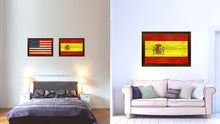 Load image into Gallery viewer, Spain Country Flag Texture Canvas Print with Brown Custom Picture Frame Home Decor Gift Ideas Wall Art Decoration