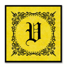 Load image into Gallery viewer, Alphabet V Yellow Canvas Print Black Frame Kids Bedroom Wall Décor Home Art