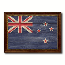 Load image into Gallery viewer, New Zealand Country Flag Texture Canvas Print with Brown Custom Picture Frame Home Decor Gift Ideas Wall Art Decoration