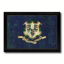 Load image into Gallery viewer, Connecticut State Vintage Flag Canvas Print with Black Picture Frame Home Decor Man Cave Wall Art Collectible Decoration Artwork Gifts