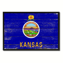 Load image into Gallery viewer, Kansas State Flag Vintage Canvas Print with Black Picture Frame Home DecorWall Art Collectible Decoration Artwork Gifts