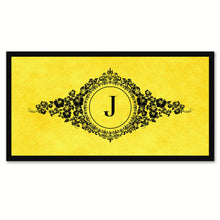 Load image into Gallery viewer, Alphabet Letter J Yellow Canvas Print, Black Custom Frame
