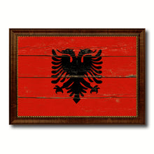 Load image into Gallery viewer, Albania Country Flag Vintage Canvas Print with Brown Picture Frame Home Decor Gifts Wall Art Decoration Artwork
