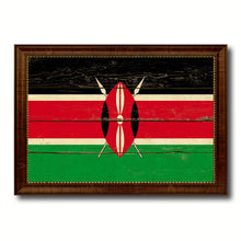 Load image into Gallery viewer, Kenya Country Flag Vintage Canvas Print with Brown Picture Frame Home Decor Gifts Wall Art Decoration Artwork