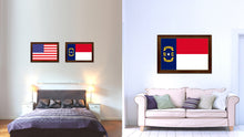 Load image into Gallery viewer, North Carolina State Flag Canvas Print with Custom Brown Picture Frame Home Decor Wall Art Decoration Gifts