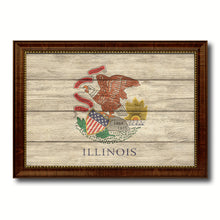 Load image into Gallery viewer, Illinois State Flag Texture Canvas Print with Brown Picture Frame Gifts Home Decor Wall Art Collectible Decoration