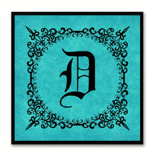 Load image into Gallery viewer, Alphabet D Aqua Canvas Print Black Frame Kids Bedroom Wall Décor Home Art
