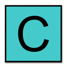 Load image into Gallery viewer, Alphabet C Aqua Canvas Print Black Frame Kids Bedroom Wall Décor Home Art
