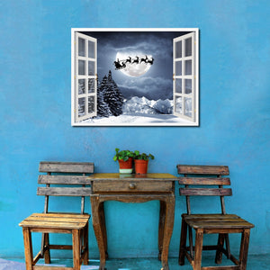 Santa Claus Picture 3D French Window Canvas Print Home Décor Wall Frames