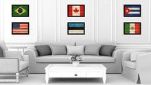 Load image into Gallery viewer, Estonia Country Flag Texture Canvas Print with Black Picture Frame Home Decor Wall Art Decoration Collection Gift Ideas