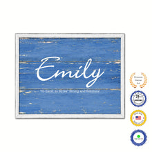 Load image into Gallery viewer, Emily Name Plate White Wash Wood Frame Canvas Print Boutique Cottage Decor Shabby Chic