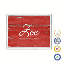 Load image into Gallery viewer, Zoe Name Plate White Wash Wood Frame Canvas Print Boutique Cottage Decor Shabby Chic